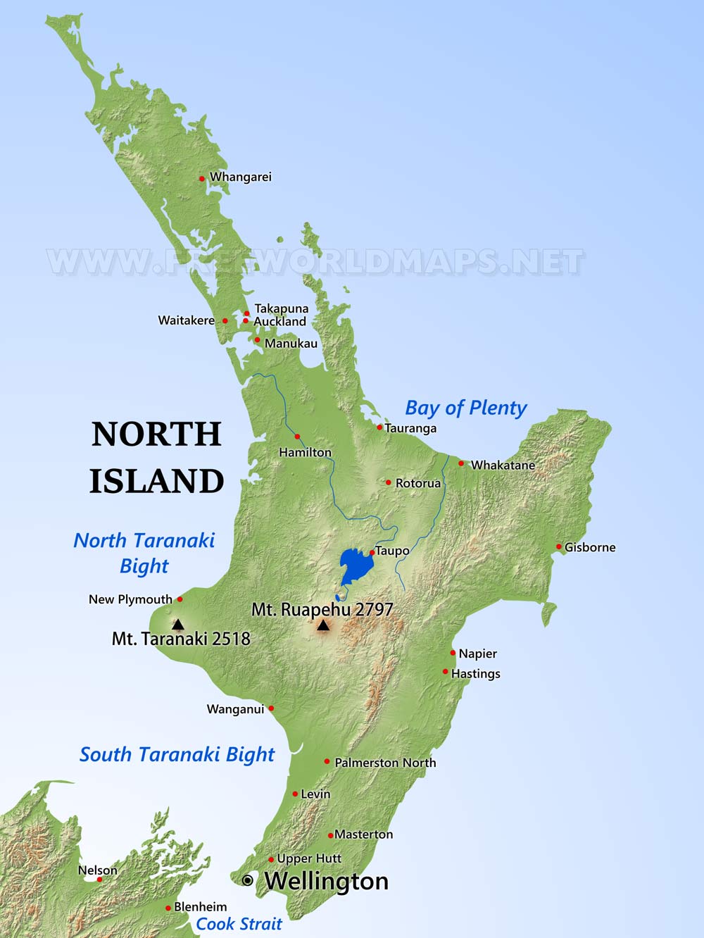 Physical Map Of New Zealand North Island Physical Map Of New Zealand North Island