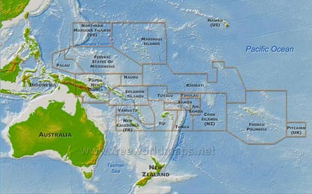 Oceania physical map