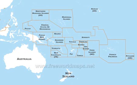 Oceania political map
