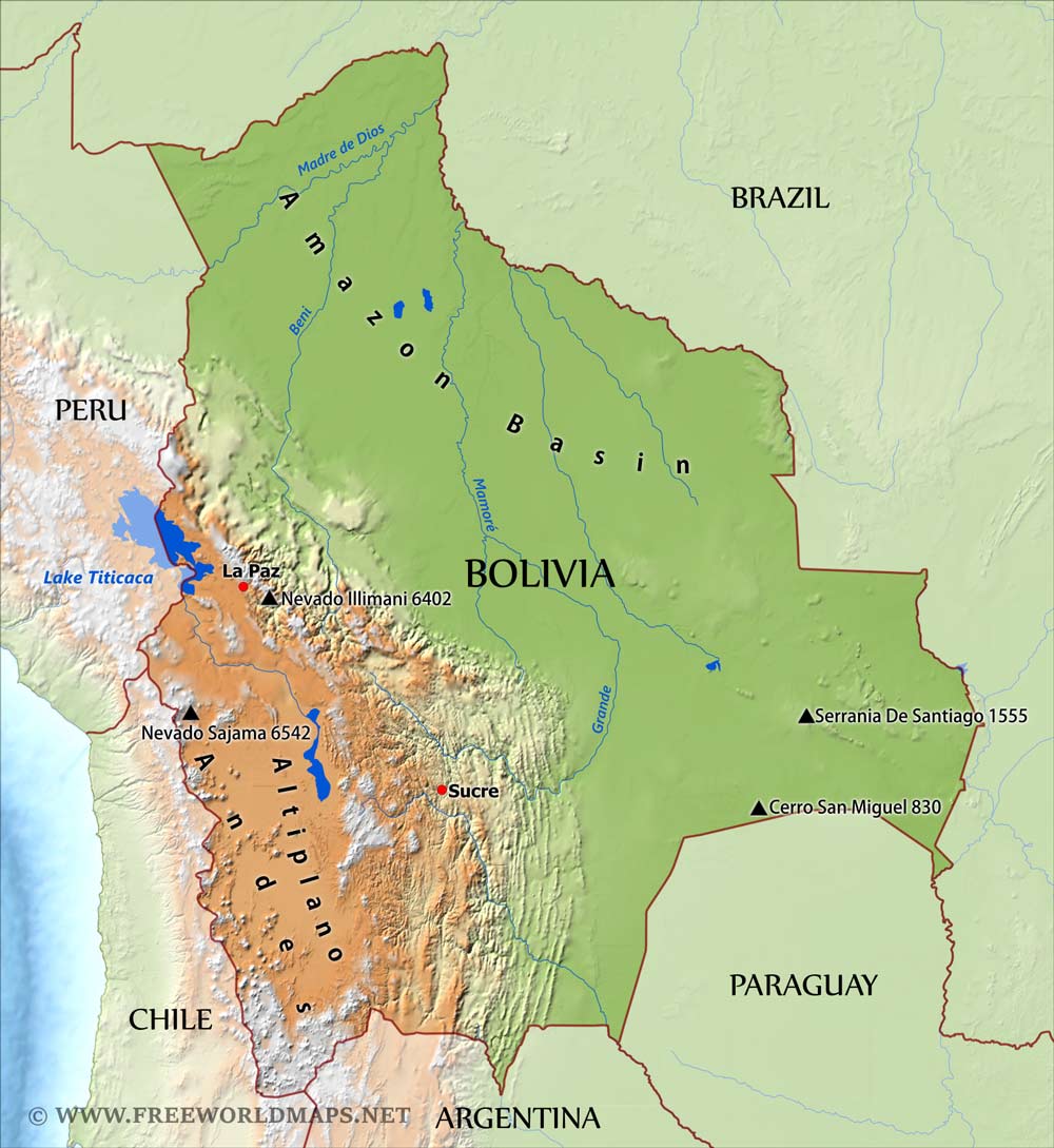 Geografía De Bolivia Mapa Físico De Bolivia En Pdf Con Imágenes ...