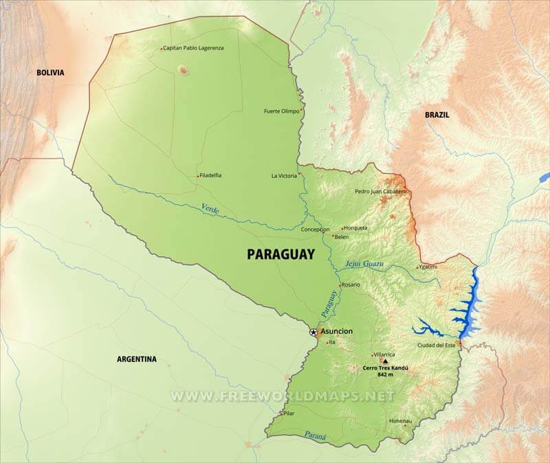 Paraguay Physical Map