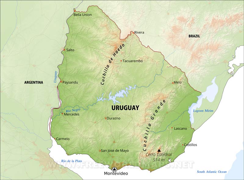 Uruguay Physical Map