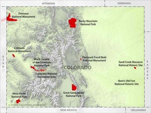 Physical map of Colorado
