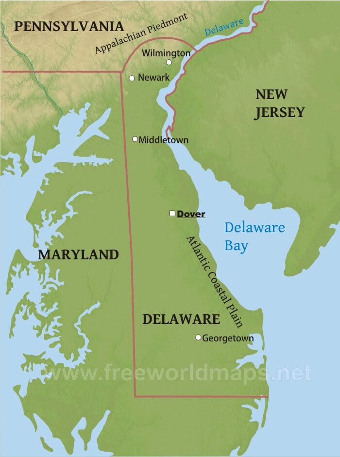 Physical Map Of Delaware