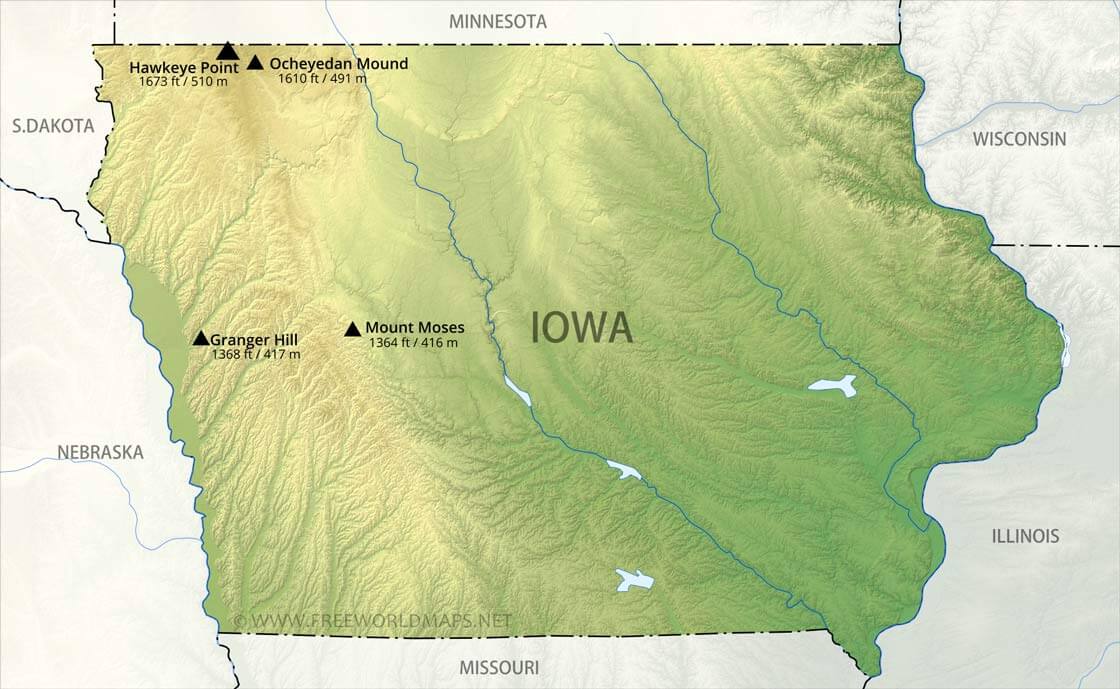 Physical Map Of Iowa