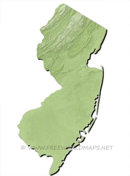 New Jersey relief HD blank map