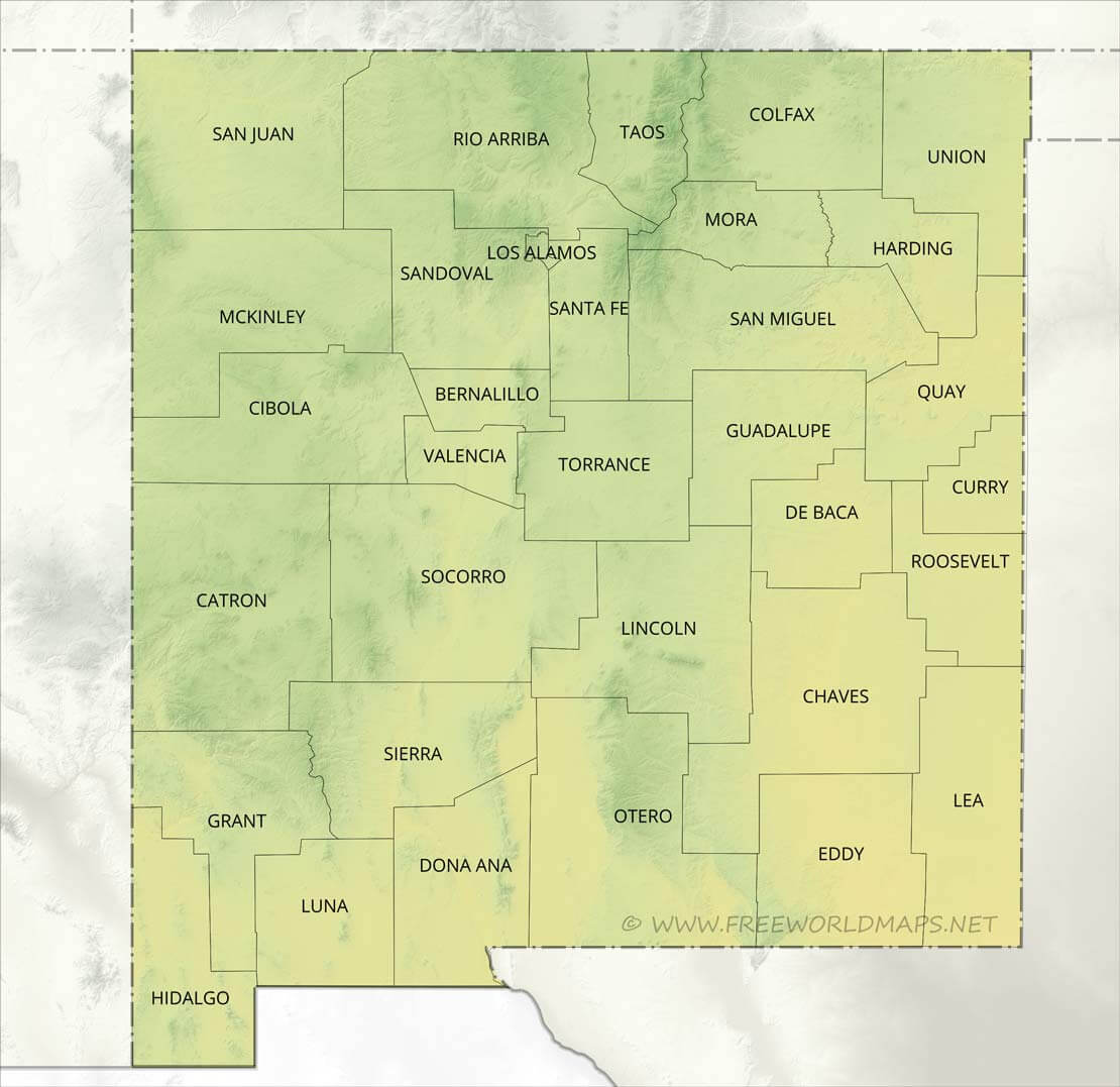 Physical Map Of New Mexico