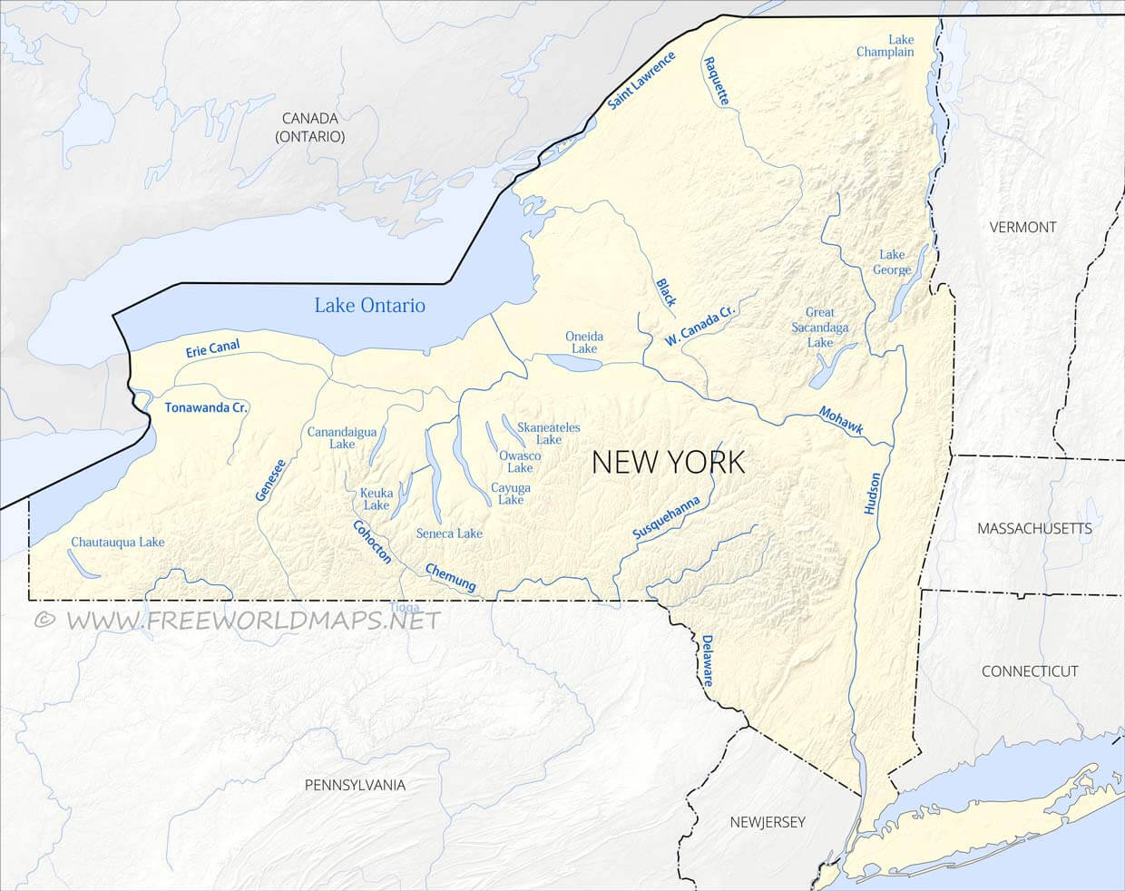 Physical Map Of New York