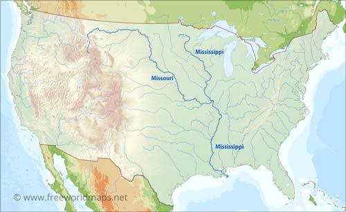 Missouri-Mississippi rivers map
