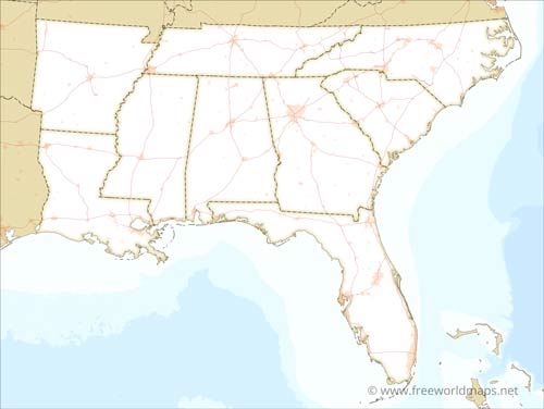 Southeastern US blank map