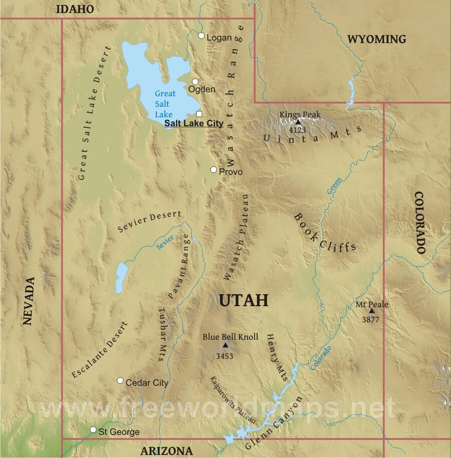 Mountain Ranges In Utah Map. 