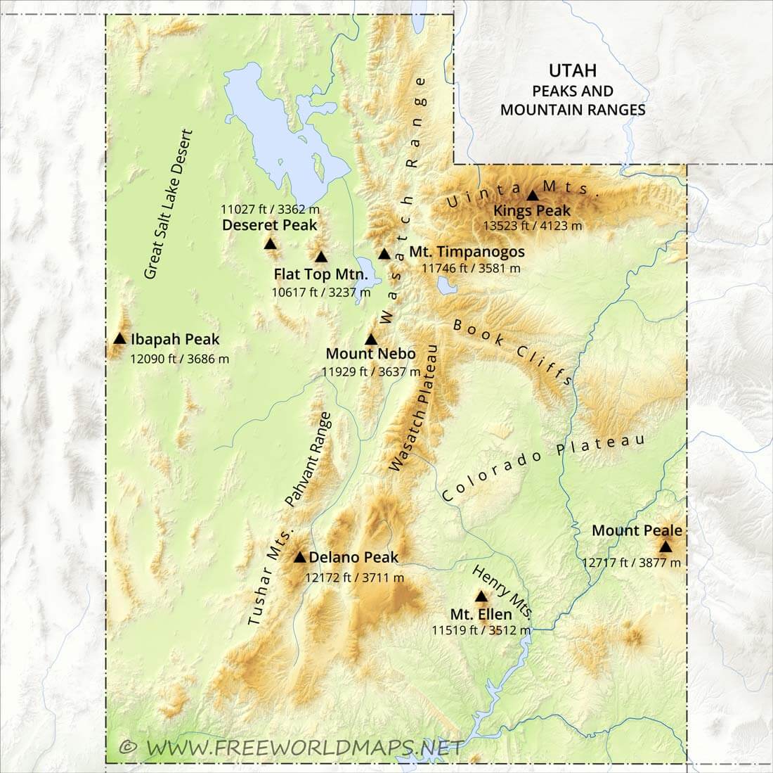 Physical Map Of Utah