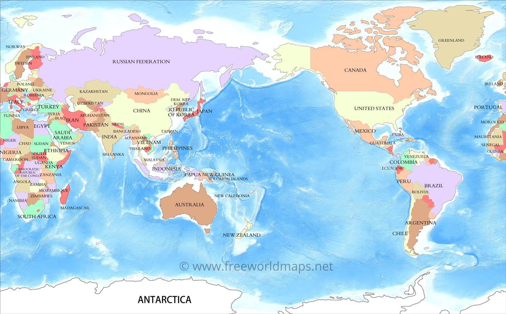 Pacific Centered World Map